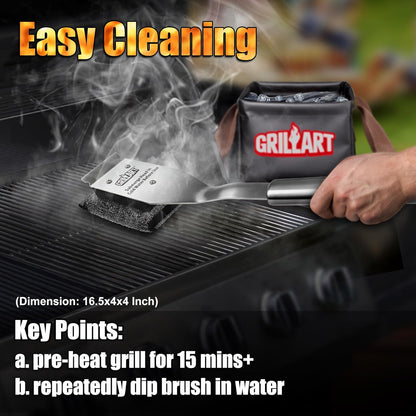 GRILLART Grill Brush and Scraper, Wire BBQ Grill Brush for Outdoor Grill, 16.5” Grill Cleaning Brush BBQ Grill Accessories, Safe Grill Cleaner Brush-Ideal Gift for Men/Dad BBQ Brush for Grill Cleaning