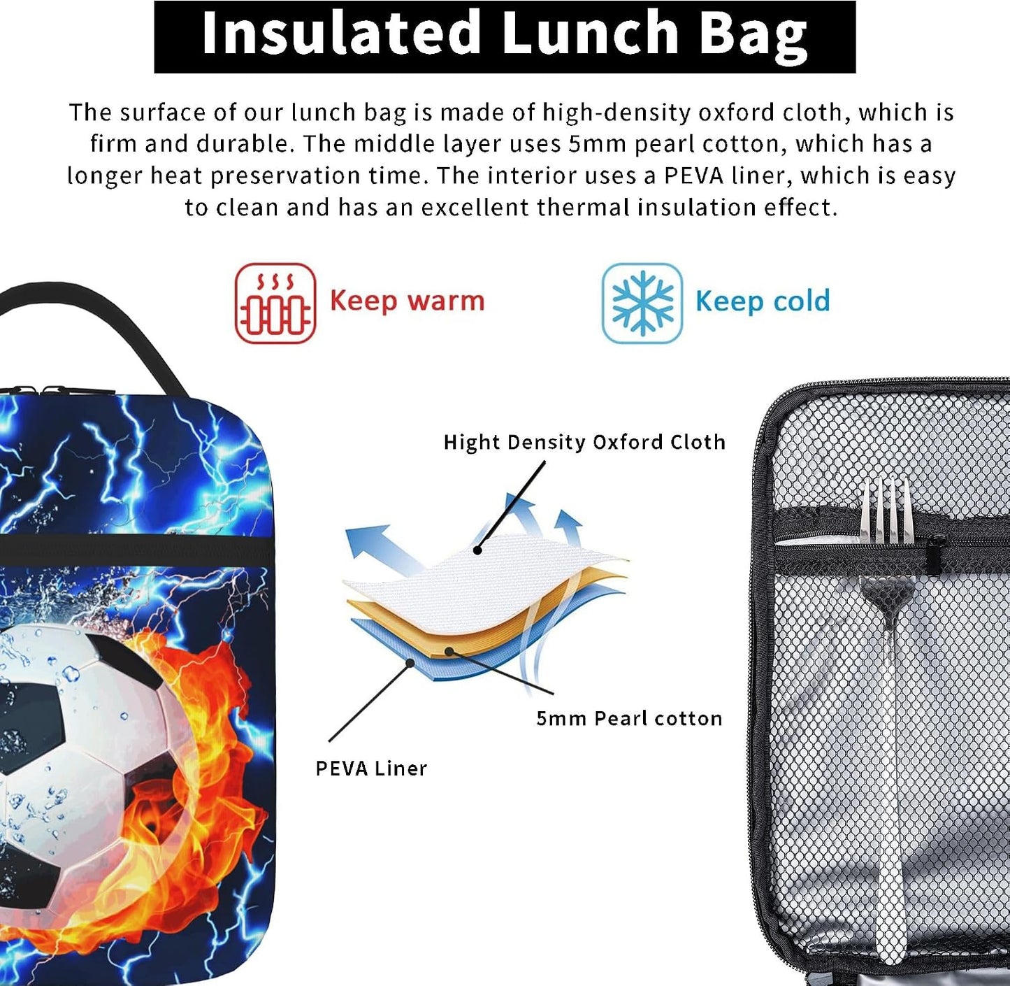 Dinosaur Volcano Insulated Lunch Bag for Women & Men, Reusable Leak-Proof Lunch Box with Cooler Compartment, Lunch Tote for Adults Work Travel Picnic Durable & Washable