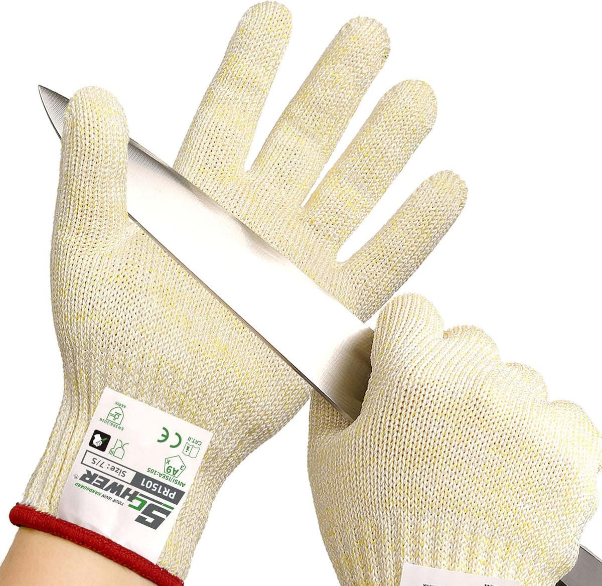 Schwer SlicePro ANSI Cut Resistant Gloves, Food Grade Cutting Glove for Kitchen Food Prep, Mandoline Gloves for Meat Cutting, Oyster Shucking, Fish Fillet Processing, PR1501-G, L