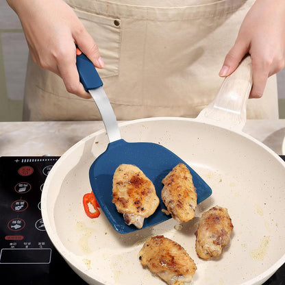 To encounter 3 Pieces Silicone Spatula Set, Heat Resistant Flexible Turner Spatulas, Nonstick Cookie Spatula, Fish Spatula, Dishwasher Safe, Navy Blue