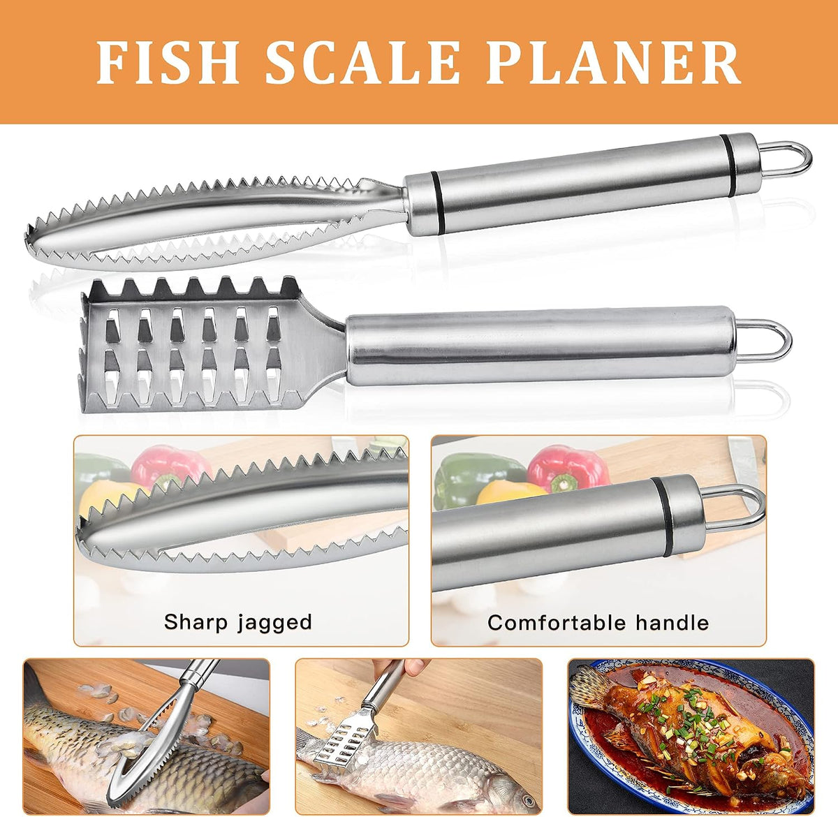 7 Pieces Fish Scale Remover, Hand Held Fish Scaler with Mitten and Tweezers