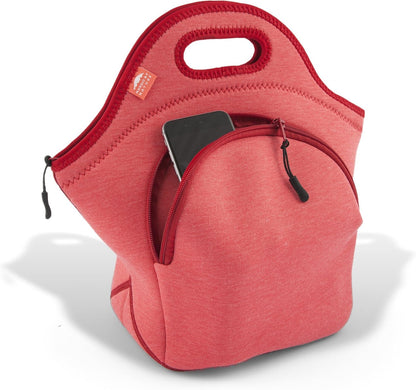 Nordic By Nature Large Neoprene Lunch Bag for Women & Lunch tote for Kids Insulated Lunch bag Reusable Washable Extra Thick Neoprene & Soft Cotton Feel, Premium Stitching, Outside Pocket, (L) Black