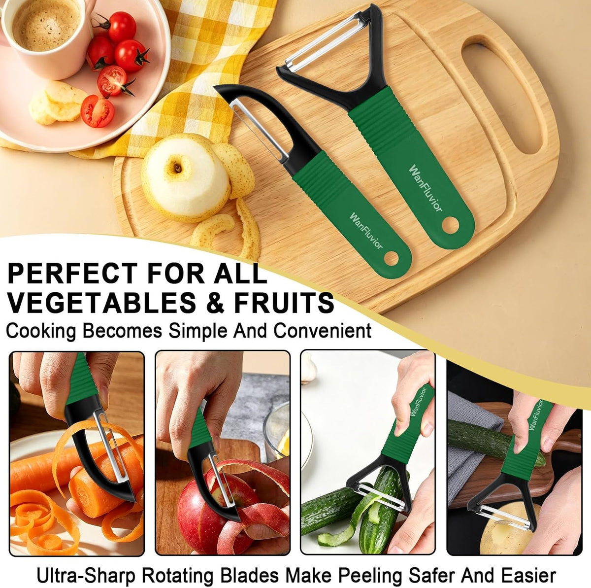 Peelers for Kitchen, Swivel Vegetable Peeler and Y-Shaped Potato Peeler