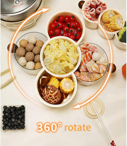 360° Rotating Fruit and Vegetable Storage Box, Vegetable and Fruit Plate, Double-Layered Storage with Water Drainage, nut Storage Box (8.27Inch)