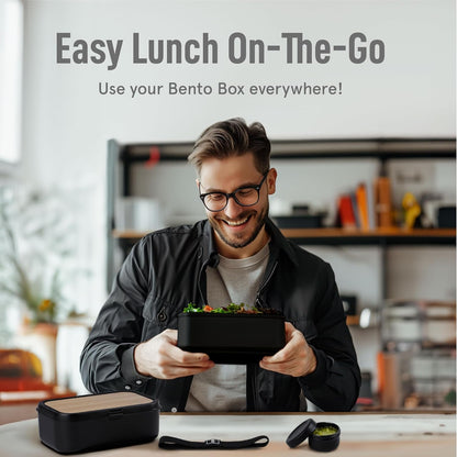 Double Premium Bento Box Adult, 67 fl oz BPA-Free - Cream Stackable Lunch Box with Leak-Proof Lids & Dividers, Perfect for Meal Prep, Lunches & Portion Control