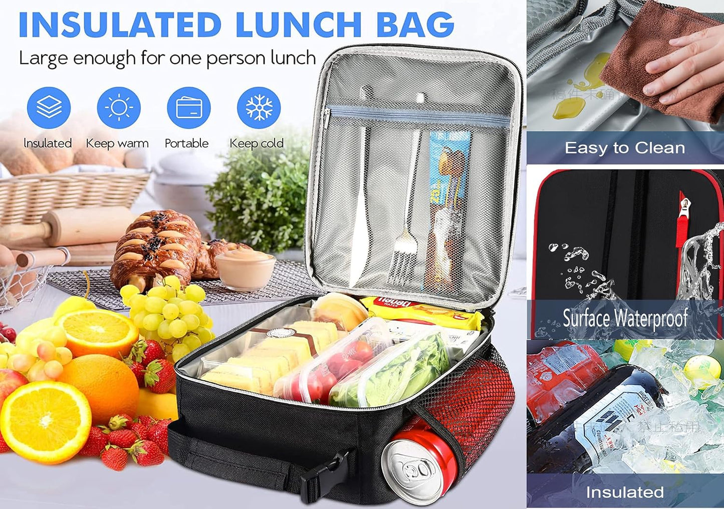 Lunch Box Insulated Lunch bag for Men Teen Kids Boys Adult Portable Stylish Small Lunchbox Special Design for Working Office school Picnic