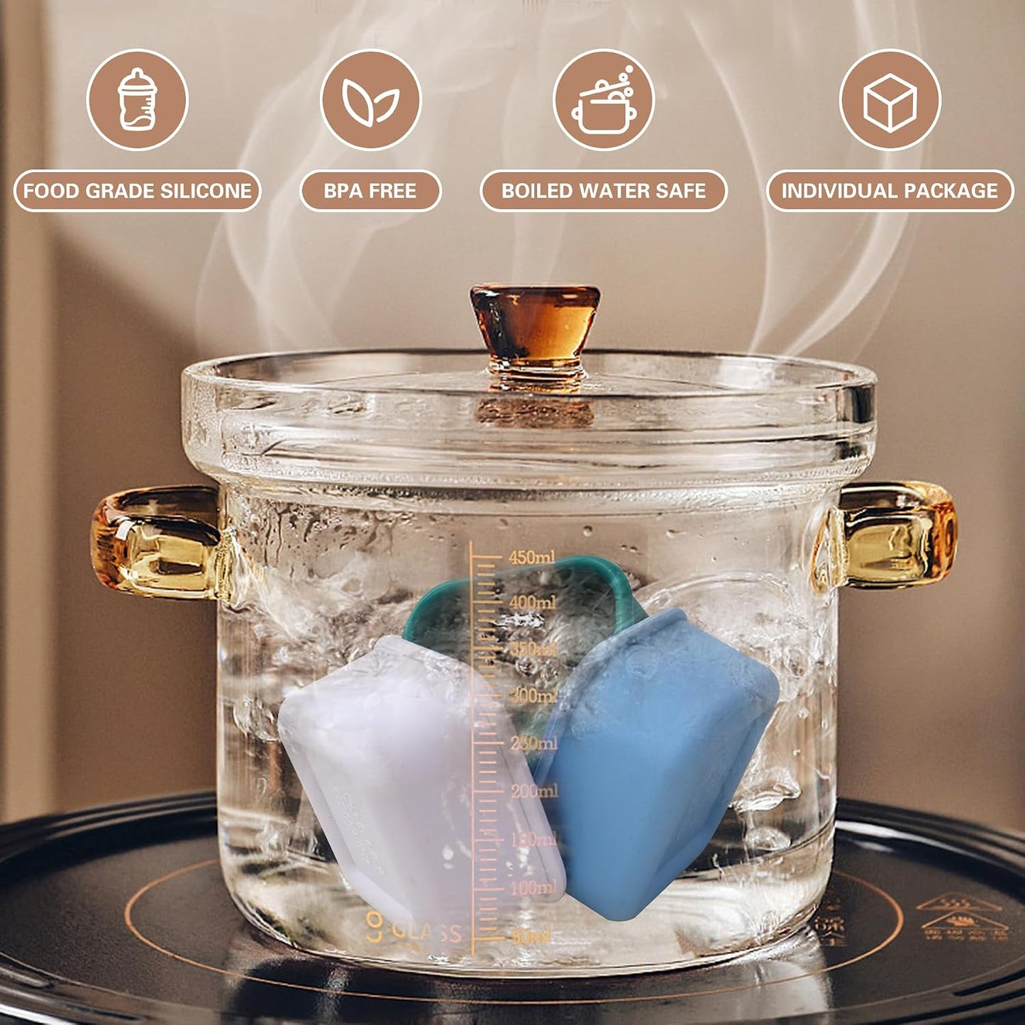 Finorder 6 Pack 3.5 oz Silicone Food Storage Containers Leak Proof Food Snack Storage Cubes,Reusable Small Containers with Lids Freezer Dishwasher Safe Lunch Box for Picnic, Gym, Work