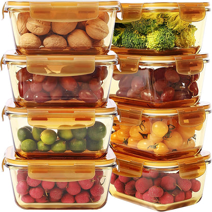 DAS TRUST 10 Pack Glass Meal Prep Containers Meal Prep Bowls Food Storage Containers Glass Food Prep Containers with Lids Lunch Container for Adults Lunch Box Bento Boxes
