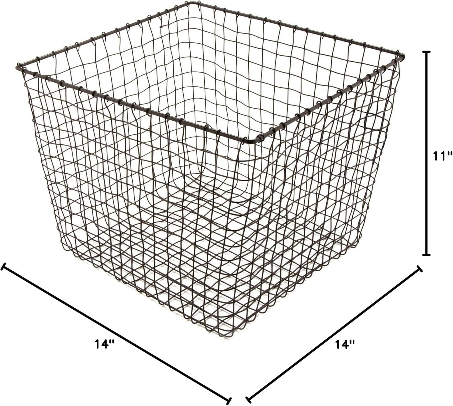 G.E.T. WB-315-MG Heavy Duty Iron Wire Utility Storage Basket/Bin with Handles, 11" x 8" x 8"