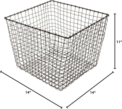 G.E.T. WB-315-MG Heavy Duty Iron Wire Utility Storage Basket/Bin with Handles, 11" x 8" x 8"