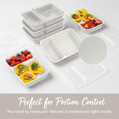 Bentgo Prep - 20-Piece 2-Compartment Reusable Meal Prep Containers with Lids, PFAS & BPA Free Materials, Durable, Microwave, Freezer, & Dishwasher Safe To Go Food Storage (Rose Gold)