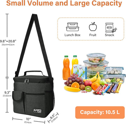 Tirrinia Insulated Lunch Bag for Women Men, Leakproof Lunch Box Containers for Adult, Work, School, Soft Lunchbox for Kids,Boys, Adult Cooler Bag for Picnic Hiking Beach,Charcoal