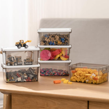 Citylife 6Packs 7.8Qt Plastic Storage Bins with Lids, Clear Organizer | Stackable totes Containers for Craft Supplies, Documents,Garage,Toys,Office and Classroom