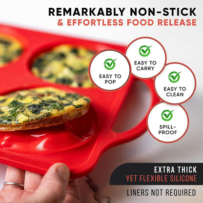 2-Pack Silicone Muffin Pan Set – Regular 12 Cup & Mini 24-Cup Silicone Muffin Pans for Baking – Nonstick Silicone Cupcake Pan with Metal-Reinforced Handles – BPA-Free, Dishwasher-Safe, Cream
