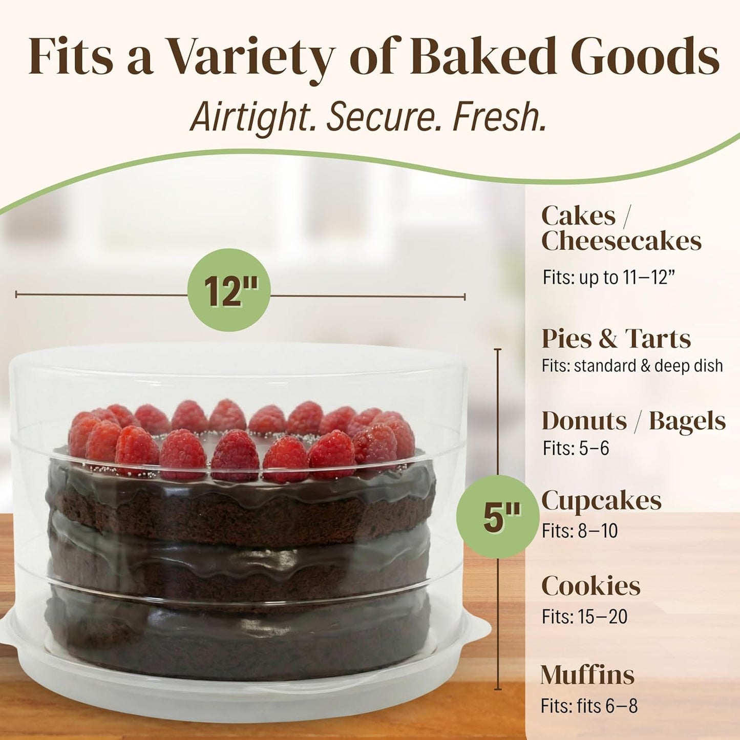 Evelots 2-Pack 10-Inch Airtight Food Storage Container with Lid - Portable Carrier for Pies, Cakes, Cupcakes & More - BPA-Free Clear Plastic - Secure & Easy Transport
