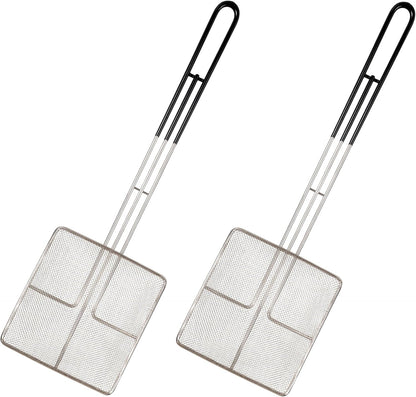 Deep Fryer Skimmer with Non-Slip Coated Handles, 2-Pack Cuisine Ready