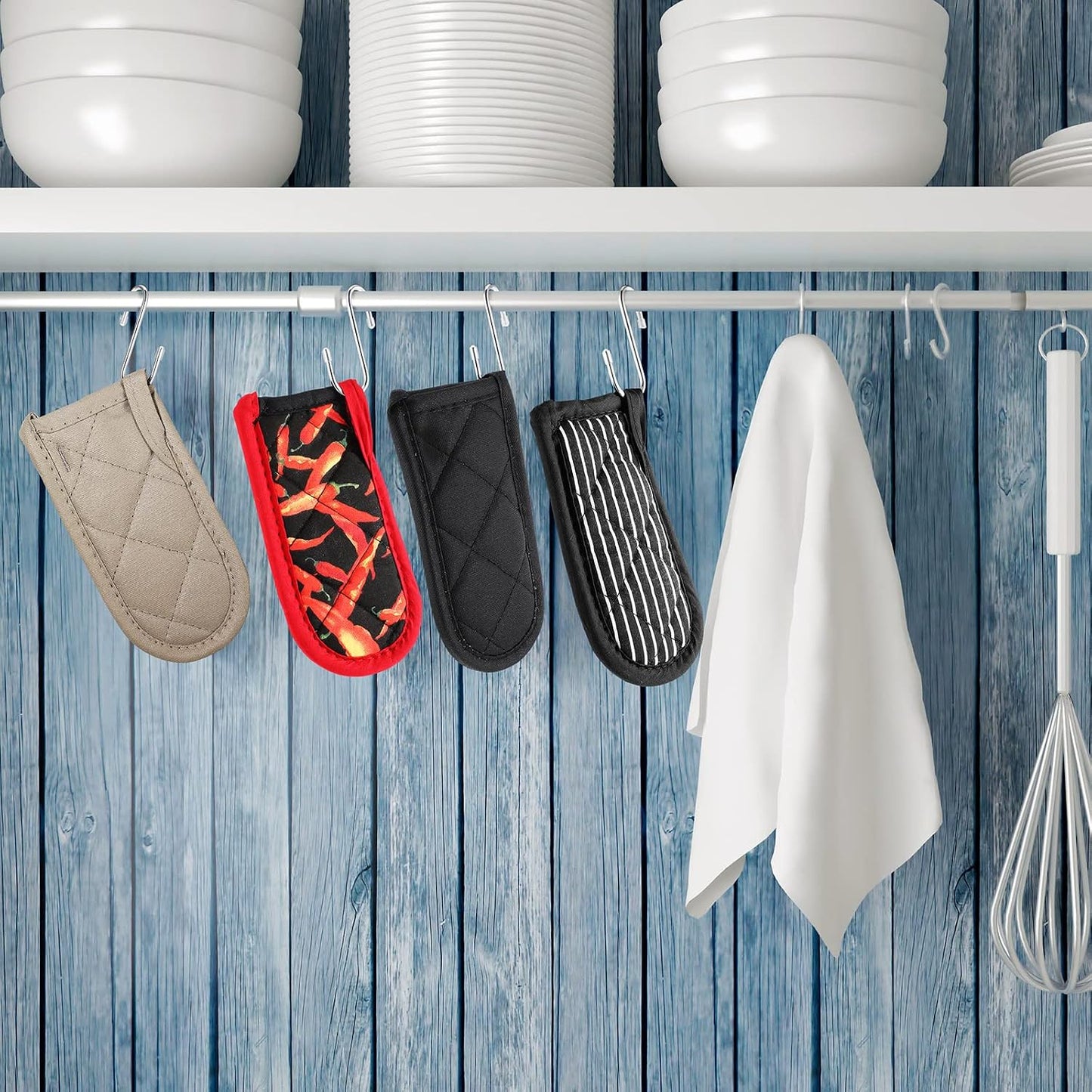 Geiserailie 8 Pcs Cast Iron Skillet Handle Cover Heat Resistant Pan Handle Sleeve Non Slip Pot Holders Machine Washable Handles Mitts for Kitchen Cooking Tools, 4 Styles(Retro Style)