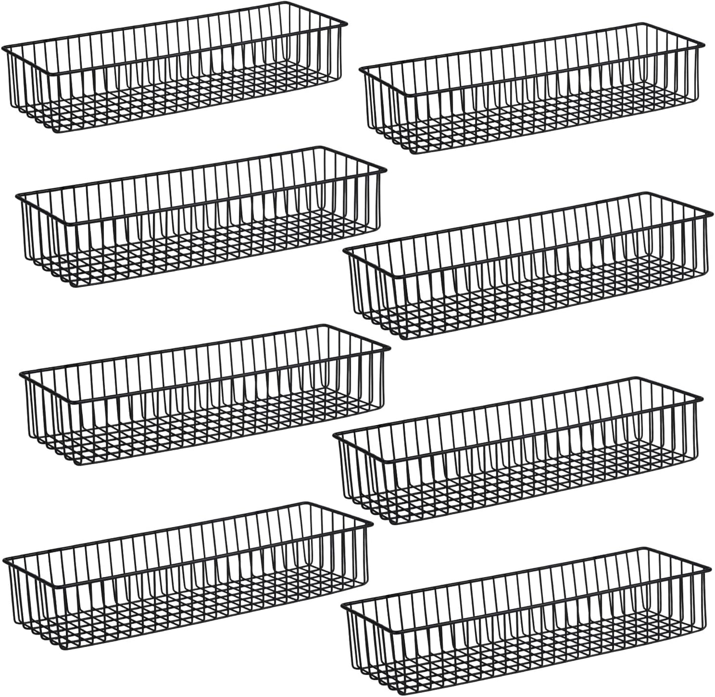3 Pack Extra Large Wire Basket with Metal Handles, Metal Basket for organizers and storage, Wire Storage Baskets for Pantry, Cabinet, Fridge, Kitchen, Wardrobe, Garage, Bathroom, Black