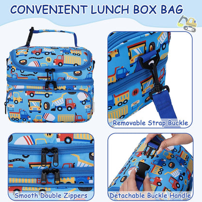 Kasqo Lunch Bag Kids, Dual Compartment Insulated Cooler Bag 7.5L Girls Boys Toddler Lunch Box Containers for Daycare School Kindergarten Travel Ombre Butterfly