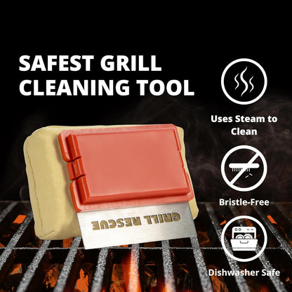 Grill Rescue BBQ Replaceable Scraper Cleaning Head, Bristle Free - Durable and Unique Tools for Cast Iron or Stainless-Steel Grates, Barbecue Cleaner (Replaceable Scraper Head)