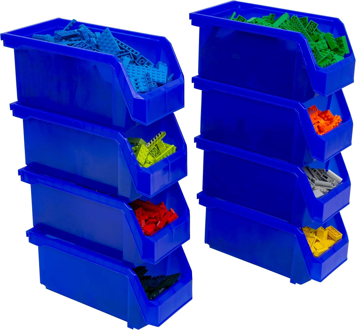 ReadySpace Medium Plastic Storage Bins, Stackable Organizer Containers for Closet Pantry Shelf Garage and Office Organization, Clear, 8 Pack