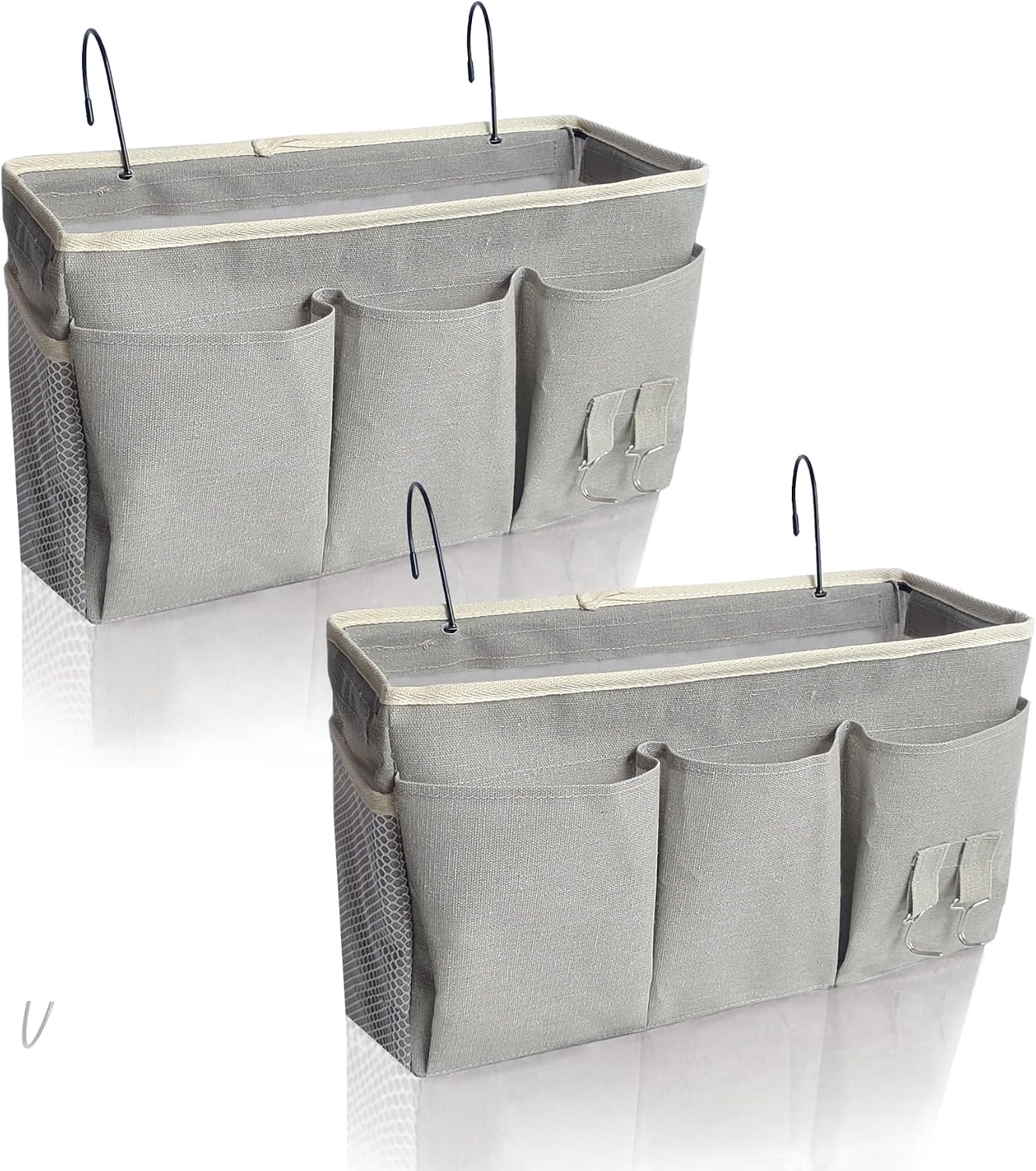 Bedside Caddy/Hanging basket Storage Organizer Bag for Bunk and Hospital Beds,College Dorm Bed，Can be Placed Glasses Books Mobile Phones (Grey 1)