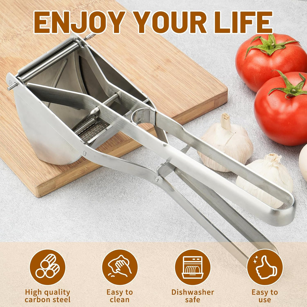 SHIKORI Heavy Duty Stainless Steel Professional Ricer for Mashed Potatoes