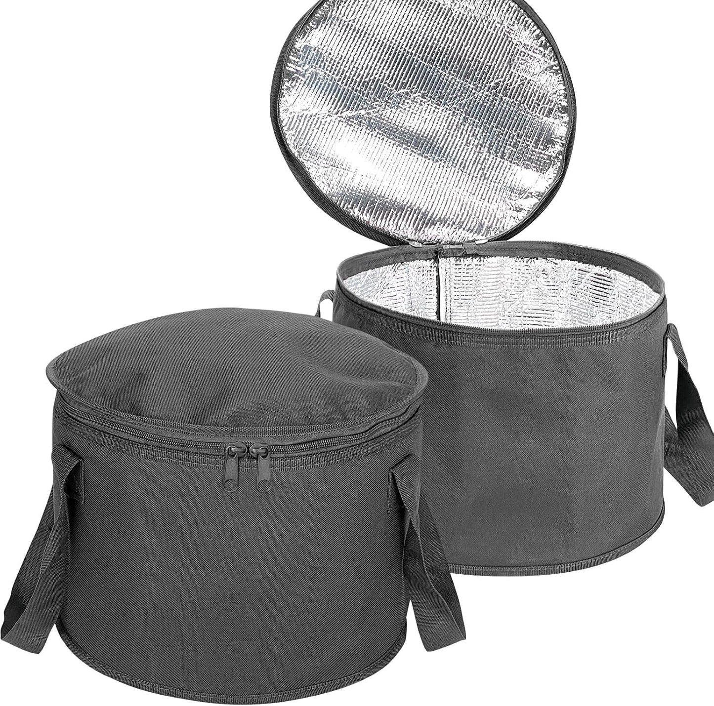 2 Pack Round Casserole Carrier Insulated Bags, Pie Tray, Insulated For Cold, 12.5 In Pie Carriers For Transport (Black)