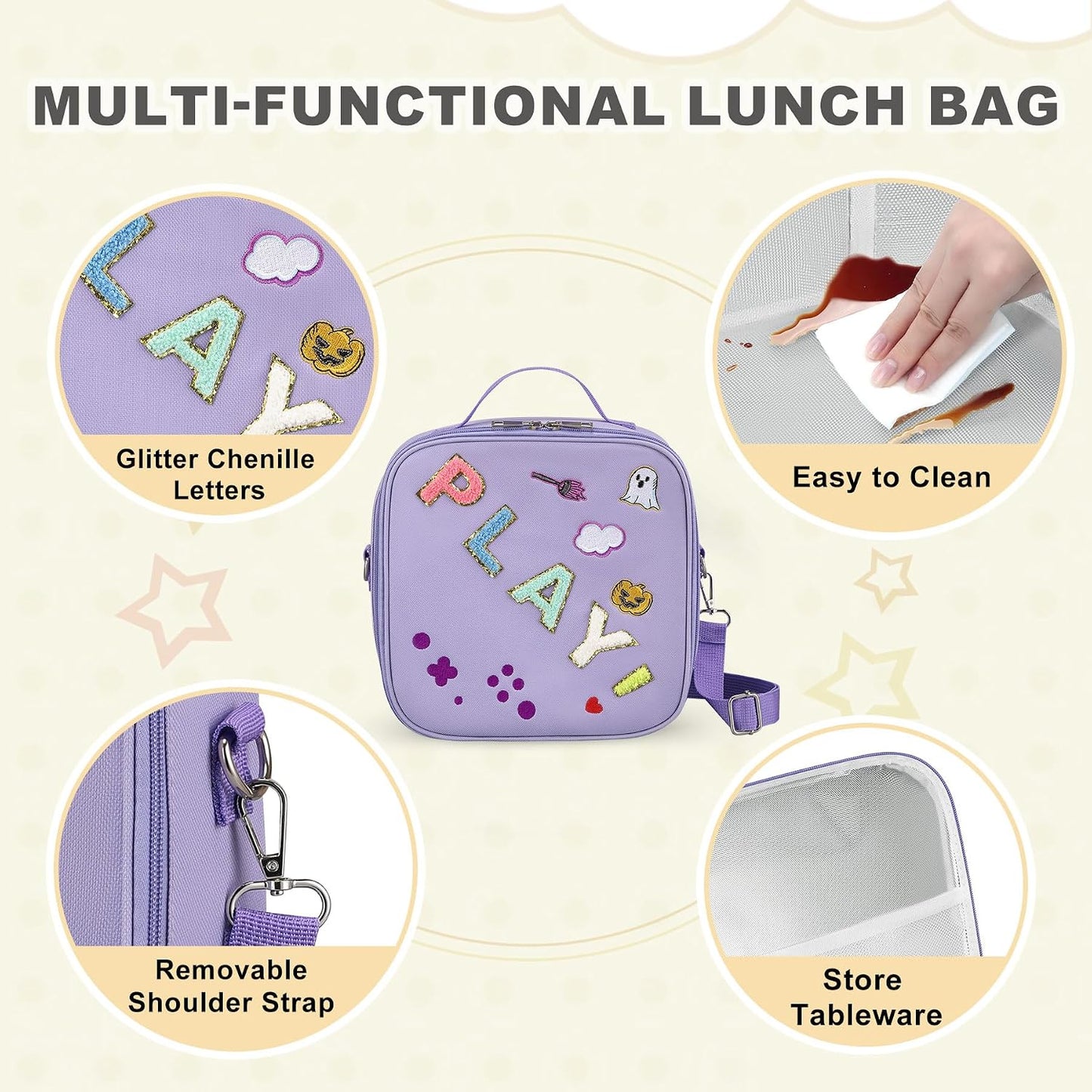 Kids Lunch Box for Kids Insulated Reusable Lunch Bag Tote Durable Children Leak-proof Lunchbox with Adjustable Shoulder Strap for School Daycare Travel Picnic (Navy - 3D Dinosaur)