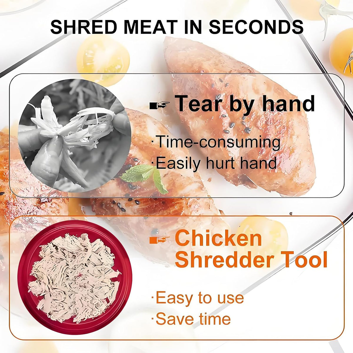 Chicken Shredder,Manual Meat Grinder,Pet Food Aid,High Resistance To 356 ° F,Free Of Bisphenol A,Strong Anti Slip,Easy To Use,Specially Designed For Grinding Meat And Vegetables(Red)