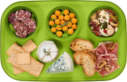 madesmart dipware 3 Bowl Serving Tray, Stackable & Removable Dip Bowls for Charcuterie, Guacomole, Snacks, Veggies, Premium Dishwasher & Microwave Safe, Multipurpose Plate & Bowl, Olive