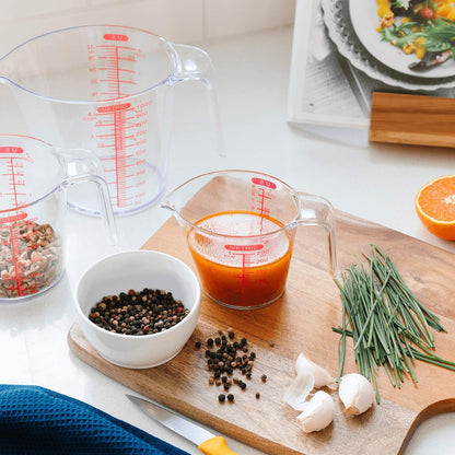 Chef Pomodoro 3-Piece Liquid Meausuring Cups Set - Ml and Oz Measuring Cup