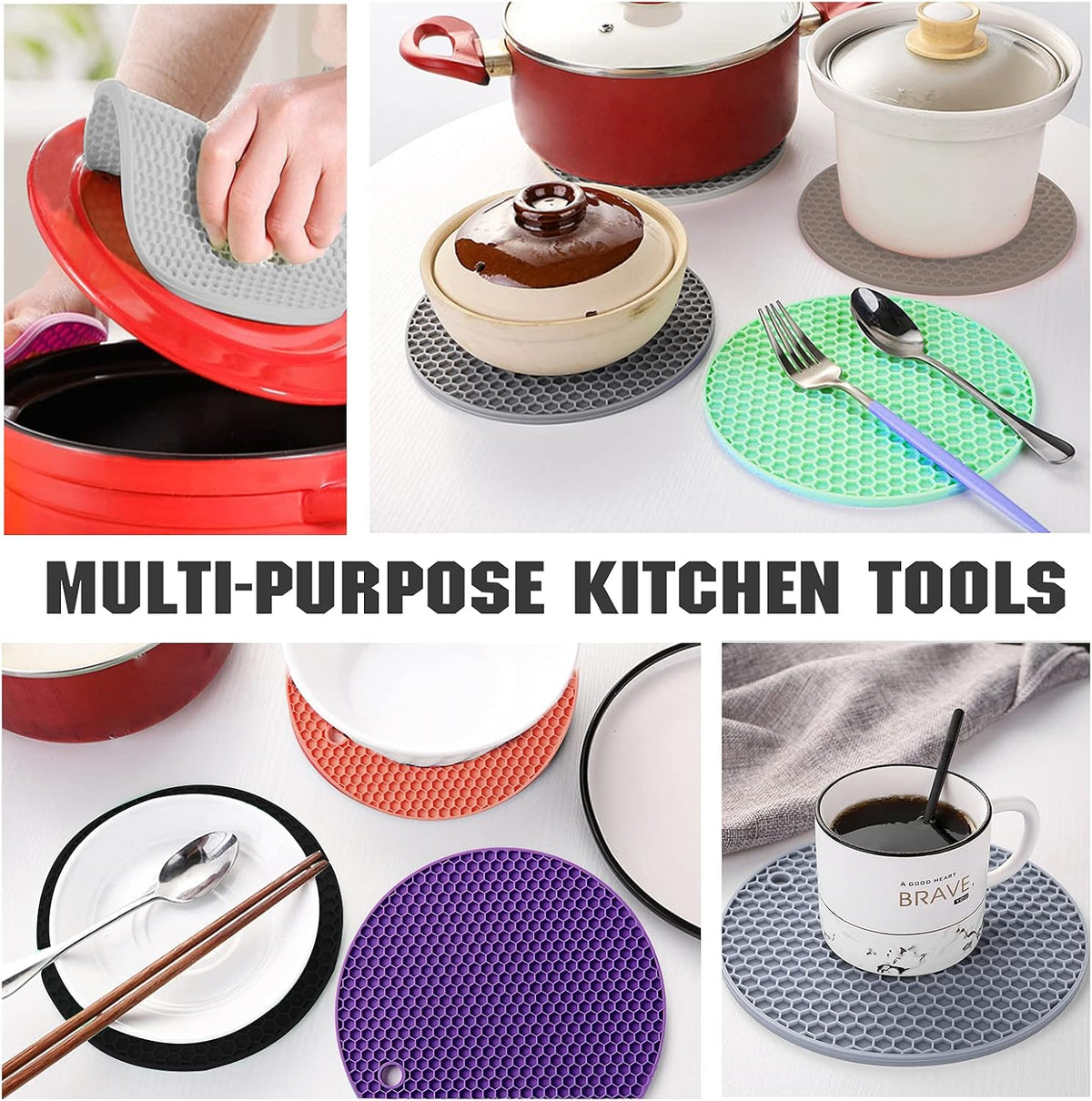 Joyhalo 4 Pack Trivets for Hot Dishes