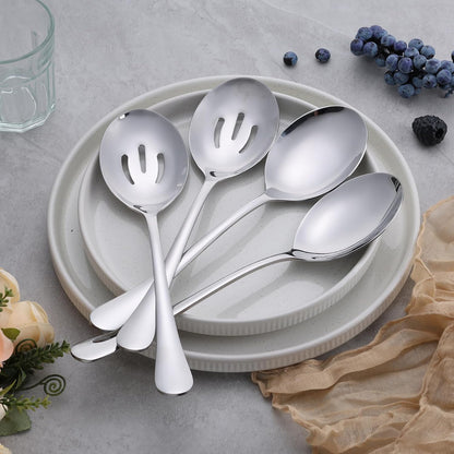 E-far Large Serving Spoons Set of 4, Stainless Steel Serving Utensils Set