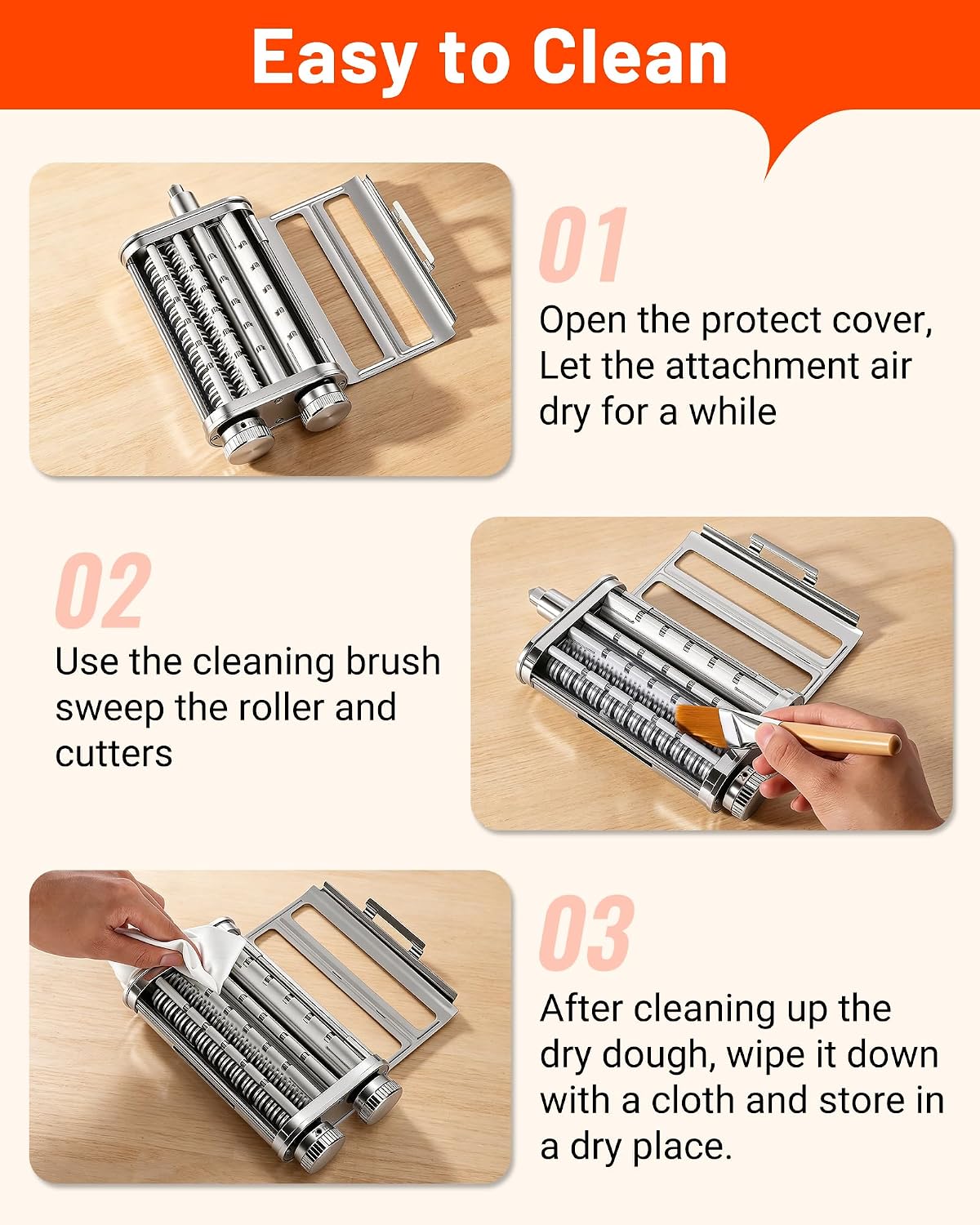 Pasta Maker Attachment for KitchenAid Mixers, 3 in 1 Pasta Attachments