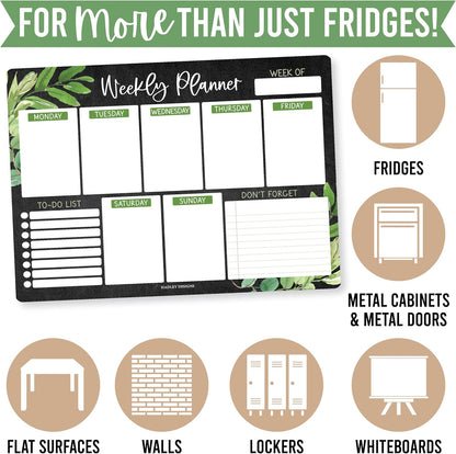 Hadley Designs Weekly Magnetic Calendar for Refrigerator - Dry Erase Board for Fridge, Magnetic Weekly Planner for Kitchen, Reusable Schedule Organizer (Farmhouse)