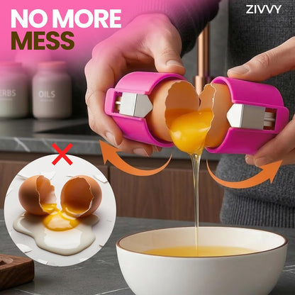 Egg Cracker & Egg Shell Opener Tool - Easy Egg Shell Cracker for Clean Shell Opening - Egg Opener & Kitchen Gadget for No Mess Breakfast & Meal Prep (Black)
