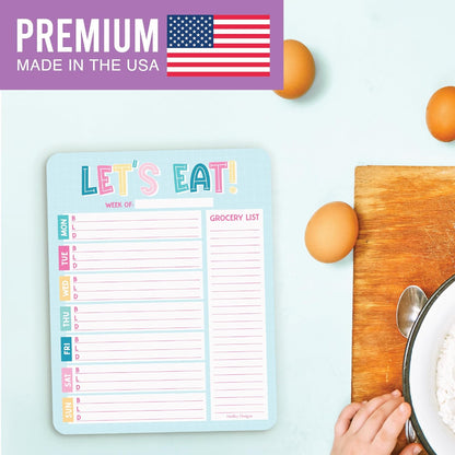 Hadley Designs Weekly Meal Planner for Fridge - Dinner Menu Board for Kitchen, Greenery Weekly Menu Board Dry Erase, Dry Erase Meal Planner for Fridge