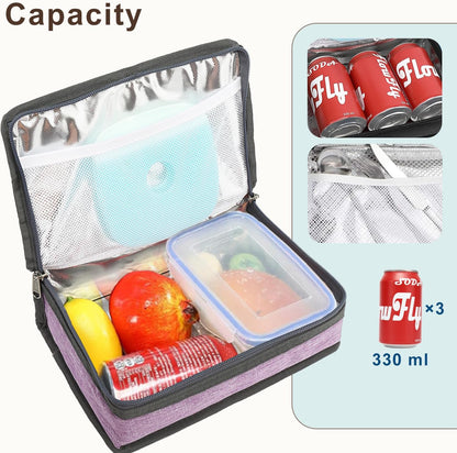 FlowFly Small Insulated Lunch box Portable Soft Bag Mini Cooler Thermal Meal Tote Kit with Handle for Work & School, Black