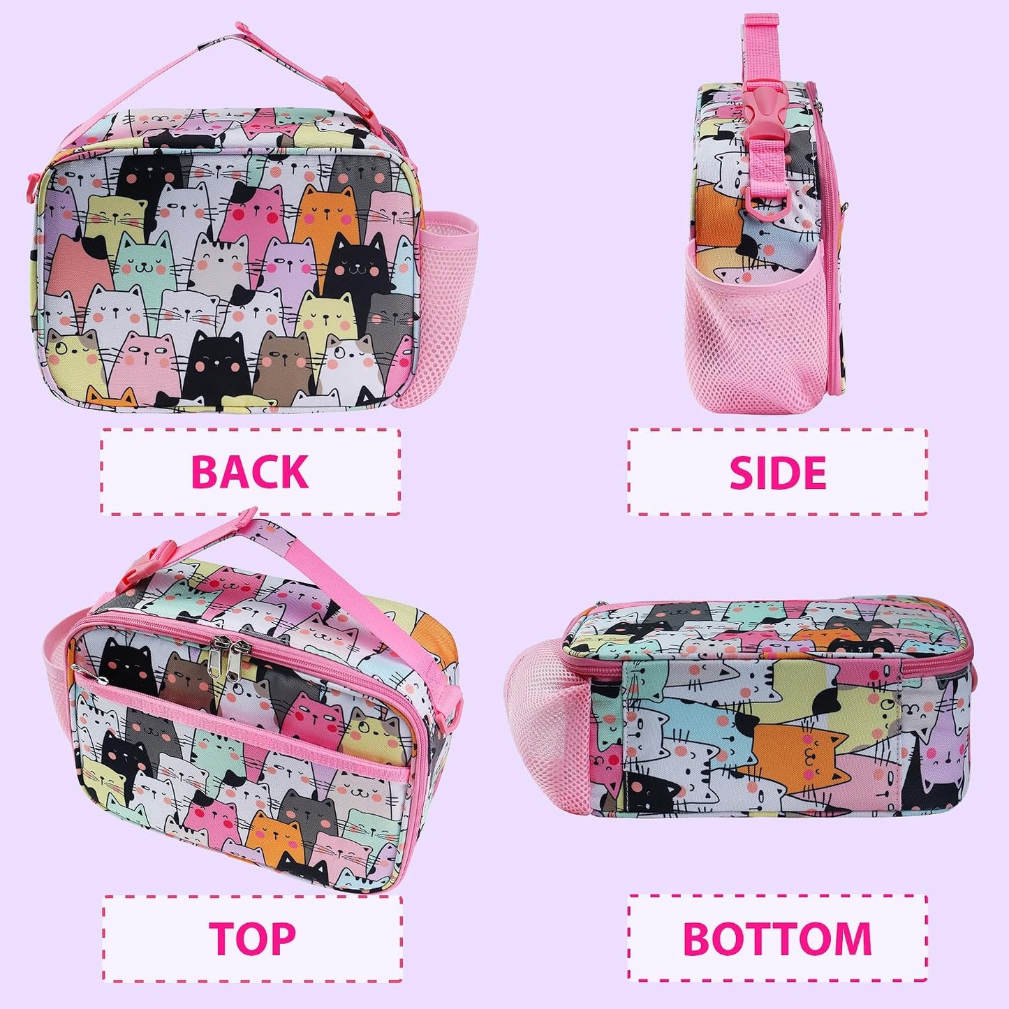 RLGPBON Kids Lunch Bag,Insulated Lunch Box for Girls,Lunch Bag Toddler Teen,School Daycare Cute Travel bags
