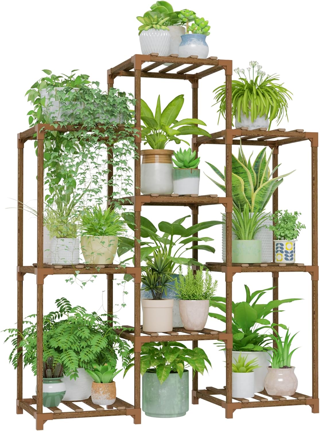 Bamworld Plant Stand Indoor Plant Shelf Outdoor Wood Plant Rack