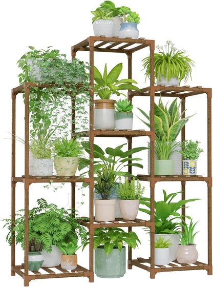 Bamworld Plant Stand Indoor Plant Shelf Outdoor Wood Plant Rack