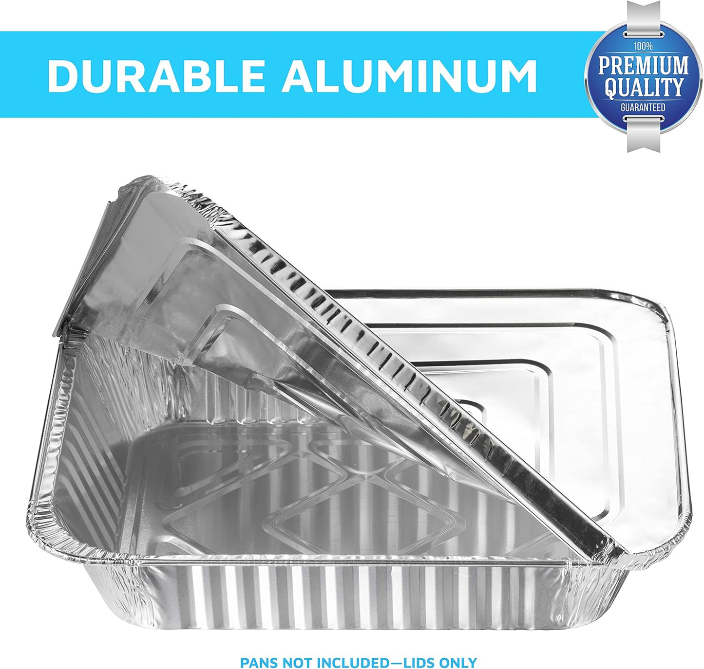 MontoPack Half-Size Aluminium Foil Lids | [100 Pack] Perfect Fit for 9x13 Roasting Pans | Premium Quality for Baking & Catering | Disposable Food Prep Containers Lids