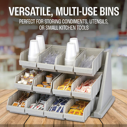 Cambro Versa - Self Serve Condiment and Utensil Bin - 12 Storage Bins - Ideal for food and coffee condiments (Black)