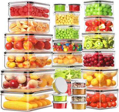 40 PCS Food Storage Containers with Lids Airtight (20 Containers & 20 Lids), Plastic Storage Meal Prep Container-Stackable 100% Leakproof & Microwave Organization and Storage Sets, Lunch Containers