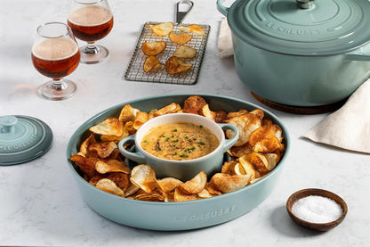 Le Creuset Stoneware Signature Oval Chip and Dip Platter, 13", White