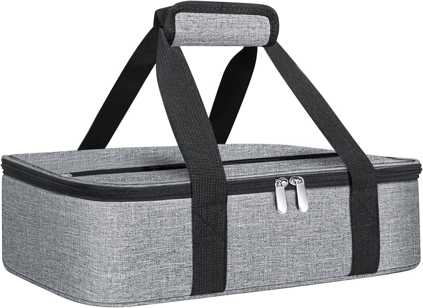 esouler Insulated Casserole Carrier - Casserole Carriers for Hot or Cold Food - Lasagna Lugger Dish Carrier, Thermal Lunch Bag for Potluck Parties, Picnic, Travel, Fits 9" x 13" Baking Dish, Grey