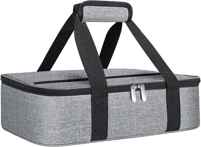 esouler Insulated Casserole Carrier - Casserole Carriers for Hot or Cold Food - Lasagna Lugger Dish Carrier, Thermal Lunch Bag for Potluck Parties, Picnic, Travel, Fits 9" x 13" Baking Dish, Grey
