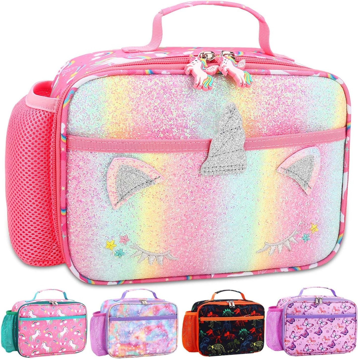 RHCPFOVR Kids Lunch Bag - Insulated Lunch Box for Boys Girls,Washable Lunch Bag and Reusable Toddler Leak-proof Lunchbox for School and Daycare - Colors A