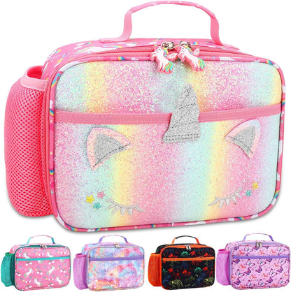 RHCPFOVR Kids Lunch Bag - Insulated Lunch Box for Boys Girls,Washable Lunch Bag and Reusable Toddler Leak-proof Lunchbox for School and Daycare - Colors A